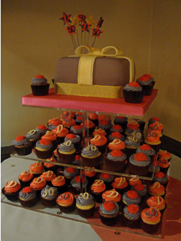 Birthday cake and cupcake tower Kent
